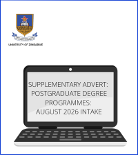 SUPPLEMENTARY ADVERT:  POSTGRADUATE DEGREE PROGRAMMES:  AUGUST 2026 INTAKE