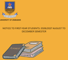 NOTICE TO ALL FIRST-YEAR STUDENTS:  2026/2027 AUGUST TO DECEMBER SEMESTER